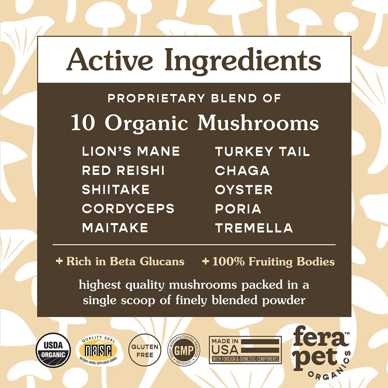 USDA Organic Mushroom Blend for Immune Support - Eva Pet - Fera Pet Organics