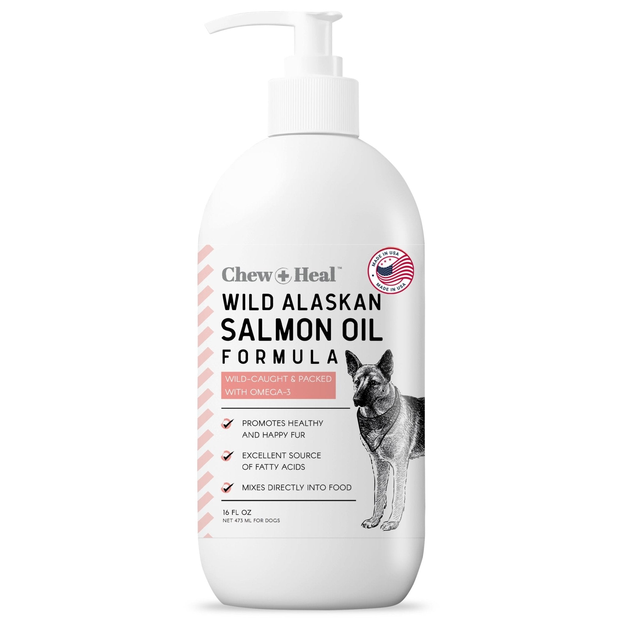 Wild Alaskan Omega Salmon Oil Formula Skin & Coat Liquid Supplement for Dogs - Eva Pet - Chew + Heal