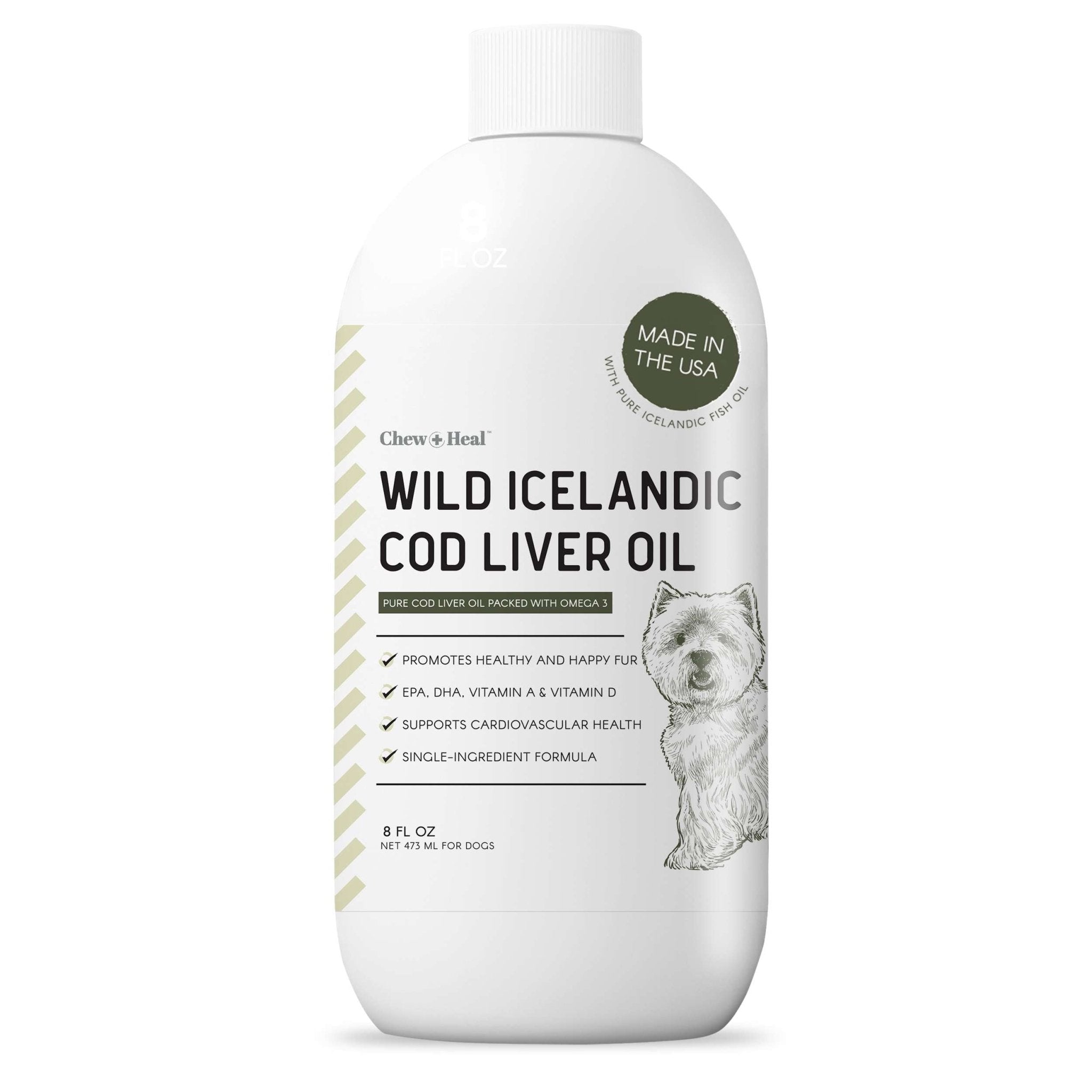 Wild - Caught Cod Liver Oil Salmon Oil Alternative Skin & Coat Liquid Supplement for Dogs - Eva Pet - Chew + Heal