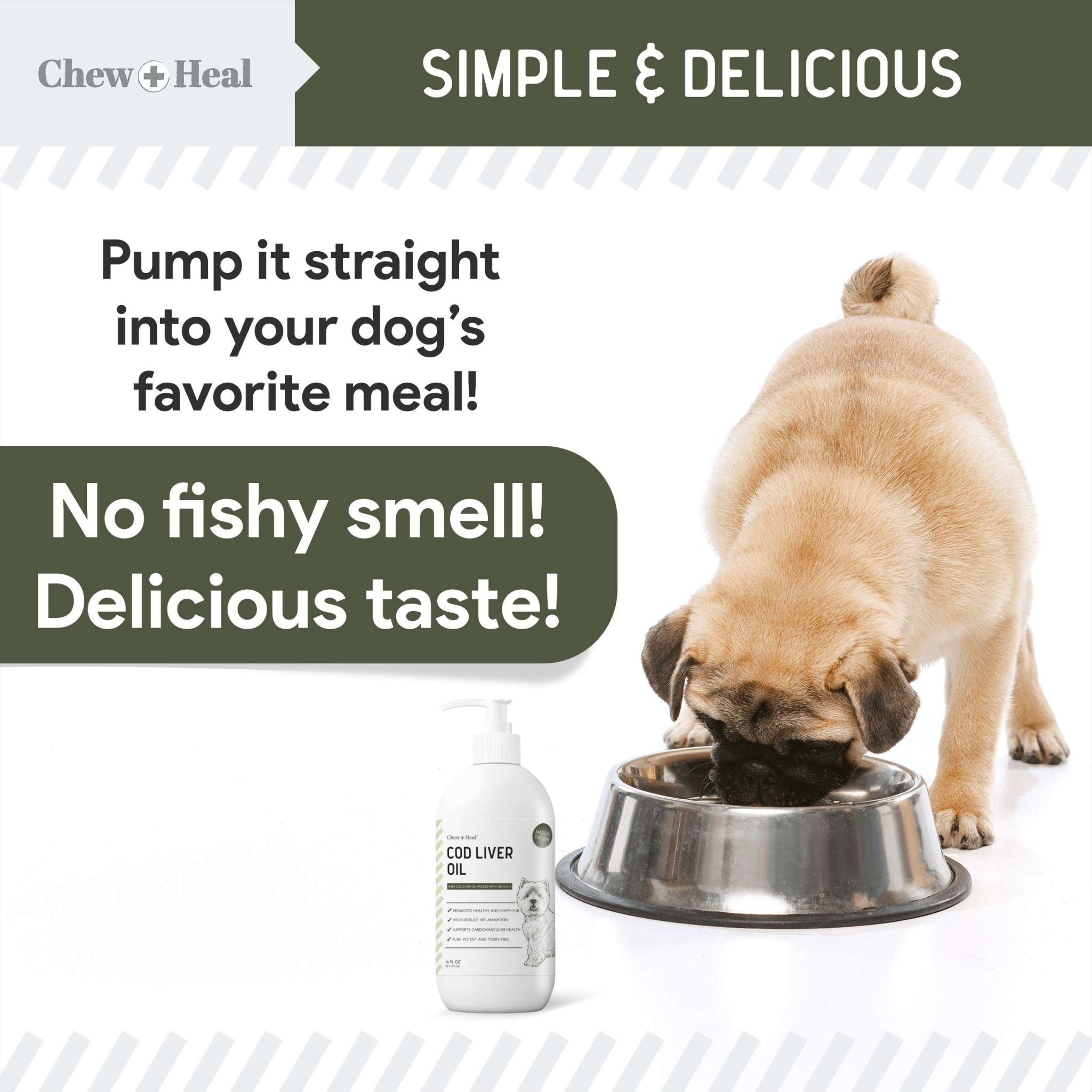 Wild - Caught Cod Liver Oil Salmon Oil Alternative Skin & Coat Liquid Supplement for Dogs - Eva Pet - Chew + Heal